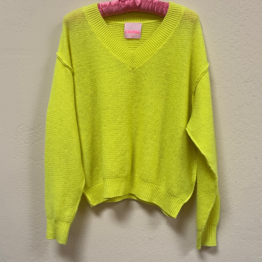 Crush Neon Lime V-Neck Women's Sweater